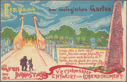 Ansichtskarten: Hessen: DARMSTADT (alte PLZ 6100), Künstlerzeichnung "Verschmähter Entwurf Zum Überd - Other & Unclassified