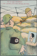 Ansichtskarten: Propaganda: 1939/1940 Ca., FRANKREICH Maginot-Linie, 27 Französische Karikaturen Sig - Political Parties & Elections