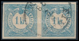 O 1868 Hírlapilleték Bélyeg 1kr Pár, Mindkét Bélyegben Nagy Vízjelrészlet 'FIU(ME P.) M.' - Other & Unclassified