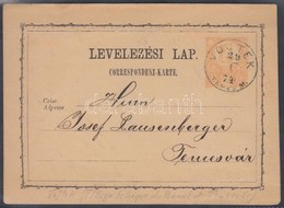 1874 Díjjegyes Levelezőlap / PS-card 'VOJTEK TEMES M.' - Andere & Zonder Classificatie