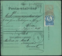 1874 Réznyomat 10kr 5kr Díjjegyes Postautalványon 'MARTONYOS' - Wien - Altri & Non Classificati