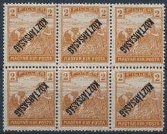 ** 1918 Arató/Köztársaság 2f Hatostömb Fordított Felülnyomással - Other & Unclassified