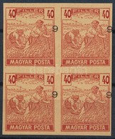 (*) 1919 Magyar Posta Arató 40f Kármin Próbanyomat Elcsúszott értékszámmal Vágott Négyestömbben, Vastagabb, Enyvezetlen, - Altri & Non Classificati