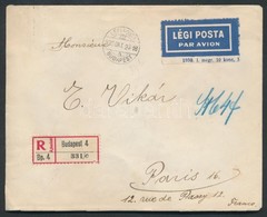 1930 Ajánlott Légi Levél Párizsba / Registered Airmail Cover To Paris - Autres & Non Classés