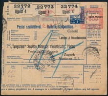 1937 Szállítólevél 600f Frankotyp Bérmentesítéssel 'ÚJPEST' - Zágráb, Portózva - Andere & Zonder Classificatie