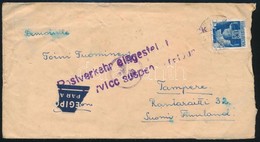 1944 Cenzúrás Légi Levél Finnországba, A Postaforgalom Felfüggesztését Jelző Bélyegzővel - Altri & Non Classificati