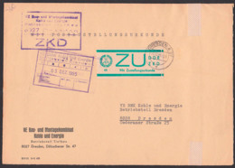 ZU Zustellungsurkunde DDR ZKD E1, Orts-Bf Dresden VEBau - Und Montagekombinat Kohle U. Energie 2.12.65 - Dienstzegels