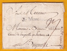 1746 - Marque Postale DE MONTAUBAN, Tarn & Garonne Sur Lettre Avec Correspondance Vers Brignolle/Brignoles, Var - 1701-1800: Voorlopers XVIII