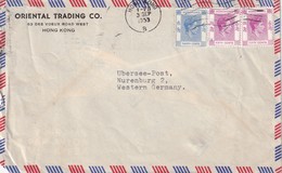 HONG KONG 1953 PLI AERIEN POUR NÜRNBERG - Storia Postale