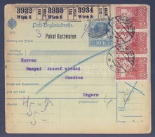 1913 3 Csomag Szállítólevele HAG WIEN Céglyukasztásos Bélyegekkel Szentesre / Parcel Card Of 3 Parcels To Hungary With S - Altri & Non Classificati