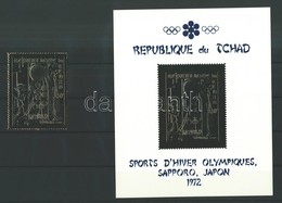 ** 1971 Téli Olimpia Sapporo Aranyfóliás Fogazott Mi 413A + Blokk Mi 22 - Altri & Non Classificati