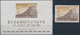 ** 1959 60 éves A Koreai Vasút Mi 291 + Blokk 135 - Autres & Non Classés