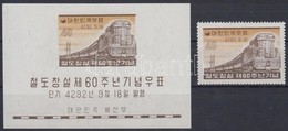 ** 1959 60 éves A Koreai Vasút Mi 291 + Blokk 135 - Other & Unclassified