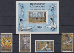 ** 1980 Nyári Olimpia, 1980 Sor Mi 649-652 + Blokk 16 - Autres & Non Classés