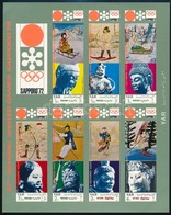 ** 1971 Téli Olimpiai Játékok, Sapporo Vágott Kisív Mi 1361-1367 - Andere & Zonder Classificatie