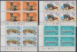 ** 1974 100 éves Az UPU Sor Mi 320-323 ívsarki Négyestömbökben - Other & Unclassified