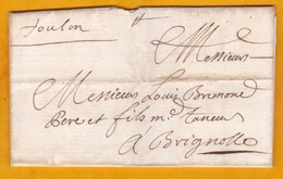 1738 - Marque Manuscrite Sur Lettre Avec Correspondance De Toulon Vers Brignolle/Brignoles, Var - Règne De Louis XV - 1701-1800: Precursori XVIII