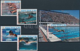 ** 1987 Olimpia, úszás Sor Mi 1076-1079 + Blokk Mi 41 - Altri & Non Classificati