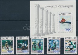 ** Zaire 1984 Nyári Olimpia, Los Angeles ívszéli Sor Mi 861-865 + Blokk 49 - Andere & Zonder Classificatie