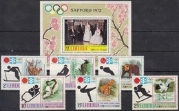 ** 1972 Téli Olimpia, Sapporo Sor Mi 810-815 + Blokk 58 - Andere & Zonder Classificatie