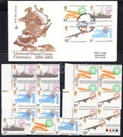 ** 1974 100 éves Az UPU Sor + Sor Négyestömbökben Mi 650-653 + FDC - Sonstige & Ohne Zuordnung