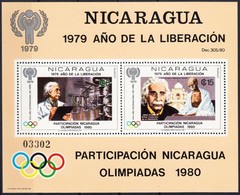 ** 1980 Nicaragua Részt Vesz Az Olimpián; Einstein Blokk Mi 113 - Autres & Non Classés