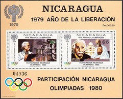 ** 1980 Nicaragua Részt Vesz Az Olimpián; Einstein Blokk Mi 113 - Sonstige & Ohne Zuordnung