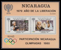 ** 1980 Nicaragua Részt Vesz Az Olimpián; Einstein Blokk Mi 113 - Sonstige & Ohne Zuordnung