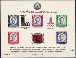 ** 1980 Téli és Nyári Olimpia; Lincoln Blokk Mi 126 - Autres & Non Classés