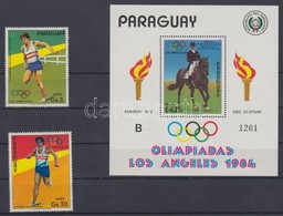 ** 1984 Nyári Olimpia, Los Angeles Mi 3716+3718 + Kisív 3717 + Blokk 395 - Andere & Zonder Classificatie