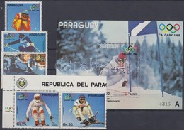 ** 1987 Téli Olimpia Sor Mi 4111-4115 + Blokk Mi 441 - Altri & Non Classificati