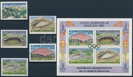 ** 1980 Nyári Olimpia Sor Mi 632-636 A + Blokk Mi 43 A - Altri & Non Classificati