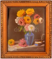 Bakos Jelzéssel: Virágcsendélet. Pasztell, Papír, üvegezett Keretben, 32×40 Cm - Andere & Zonder Classificatie