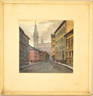 Dobroszláv Lajos (1902-1987): Fortuna Utca (Mátyás Templommal). Akvarell, Papír, Jelzett, üvegezett Keretben, 32×33 Cm - Other & Unclassified