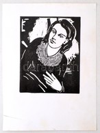 Endrédy György (1910-1988): Figyelő Lány. Linó, Papír, Jelzett, 17x13 Cm - Sonstige & Ohne Zuordnung