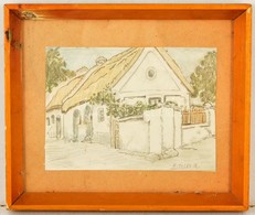 Illés Jelzéssel: Parasztház. Színes Ceruza, Papír, üvegezett Keretben, 13,5×19 Cm - Andere & Zonder Classificatie