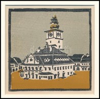 Kós Károly (1883-1977): Városháza, Színes Linómetszet, Papír, Jelzés Nélkül, Paszpartuban, 11×11 Cm - Andere & Zonder Classificatie