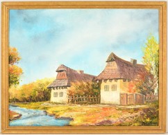 Nádler Jelzéssel: Tanyavilág, Olaj, Farost, Fa Keretben, 39×49 Cm - Andere & Zonder Classificatie