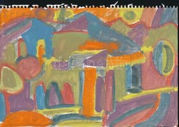 Cs. Németh Miklós (1934-2012): Utcakép, Akvarell, Papír, Jelzett, 20×30 Cm - Andere & Zonder Classificatie