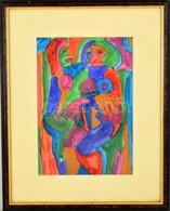 Cs. Németh Miklós (1934-2012): Üllő Aktok, Akvarell, Papír, Jelzett, üvegezett Keretben, 29×20 Cm - Andere & Zonder Classificatie