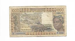AFRIQUE OUEST / 1000 FRANCS 1981 - LETTRE T - Sonstige – Afrika