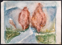 Somlai Vilma (1938-2007): Út Széli Fák. Akvarell, Papír, Jelzett (hátul Hagyatéki Pecsét), 29×40 Cm - Andere & Zonder Classificatie