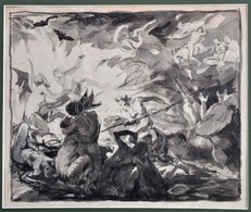 Jelzés Nélkül: Purgatórium. Akvarell, Papír, 25×30 Cm - Andere & Zonder Classificatie