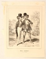 1839 Hihetetlen Divat. Francia Kőnyomatos Rajz, Humoros Grafika. S: Darny. Slightly Racist Caricature  Gavarni Style / 1 - Estampes & Gravures