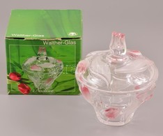 Walther-Glas Nadine üveg Tulipános Bonbonier, Hibátlan, Eredeti Dobozában, D: 15 Cm - Verre & Cristal