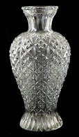 Nagyméretű, Formába öntött üvegváza, Jelzés Nélkül, Apró Kopásokkal, M: 32 Cm - Glass & Crystal