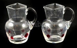 Piros Pöttyös Fújt Kiöntő (2 Db), Jelzett (1142), M:11,5 Cm - Glas & Kristall