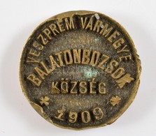 Veszprém Vármegye Balatonbozsok Község 1909 Sérült Pecsétnyomó Fej, D: 3,5 Cm - Altri & Non Classificati
