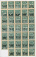 1923 M. Kir. Lakásügyi Bélyeg 10.000K/40K Három ívdarabban, összesen 74 Db Bélyeg (7.400) - Zonder Classificatie