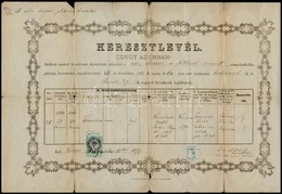 1866-1885 Vác, Vegyes Okmány Tétel (keresztlevél, Anyakönyvi Kivonat), Okmánybélyegekkel, 6 Db - Zonder Classificatie